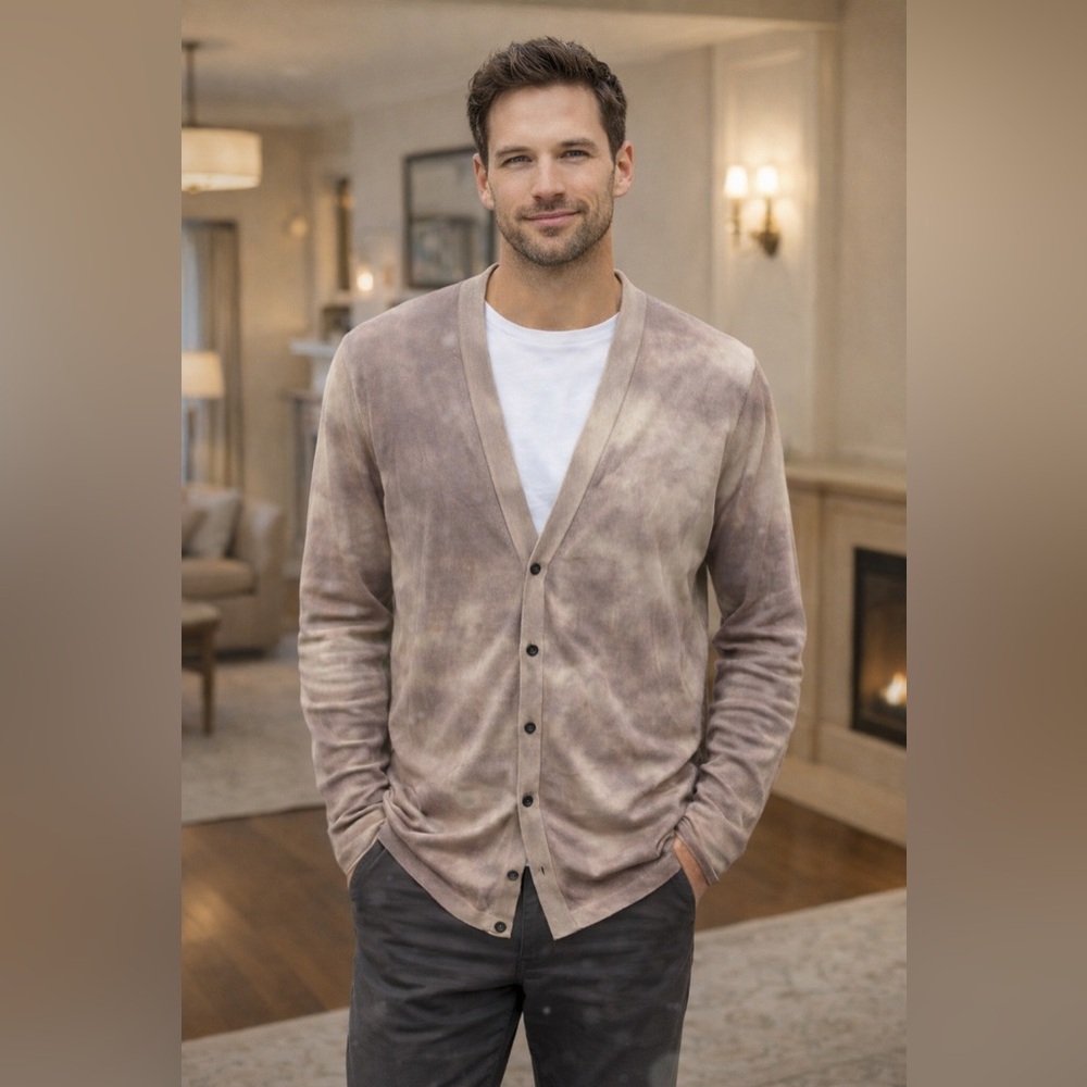 VERSACE Men’s 100% Silk Cardigan Pullover Sweater US L IT 52 - Authentic